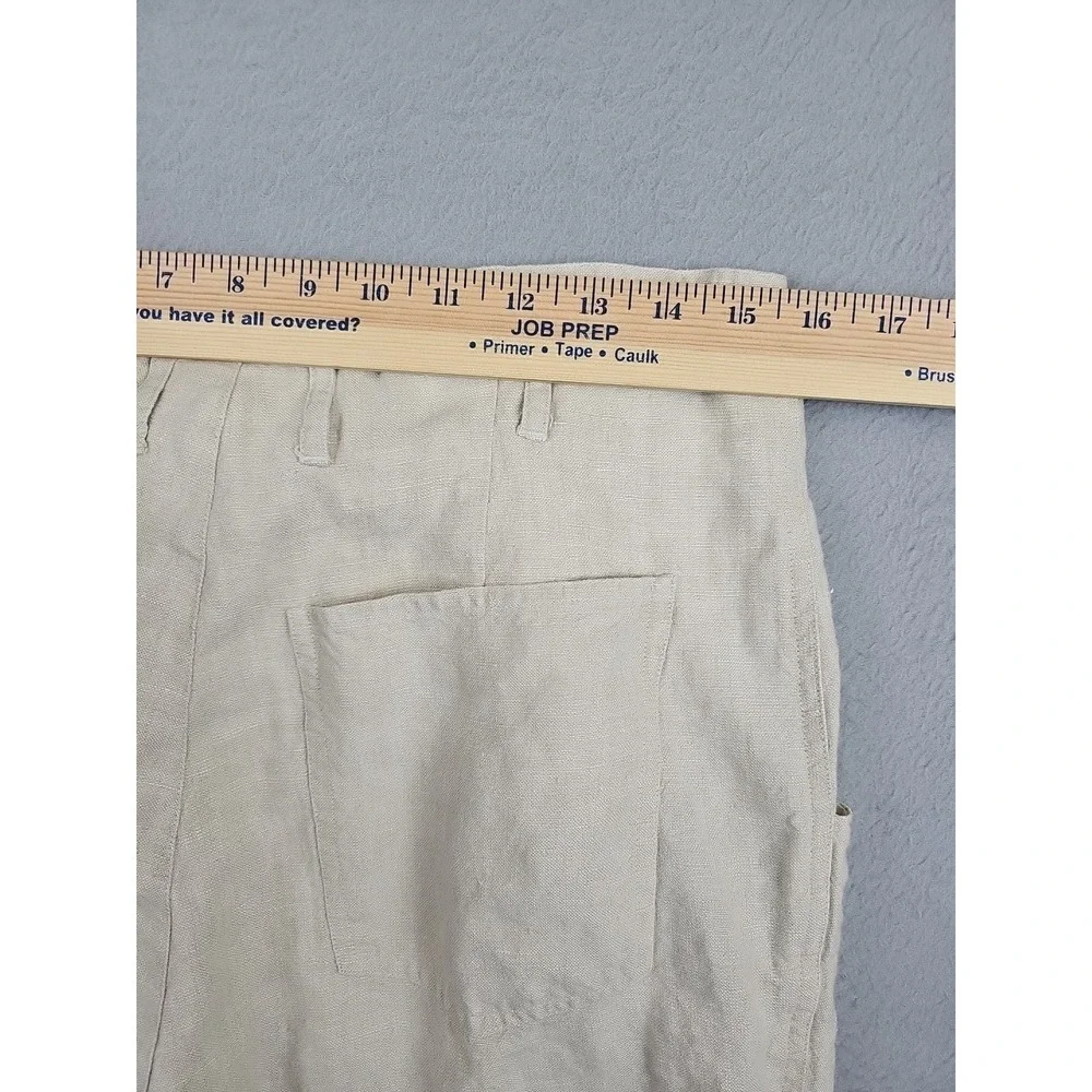VTG Banana Republic 100% Linen Wide Leg High Waist Pants Size 12 31x28 Beige Y2K
